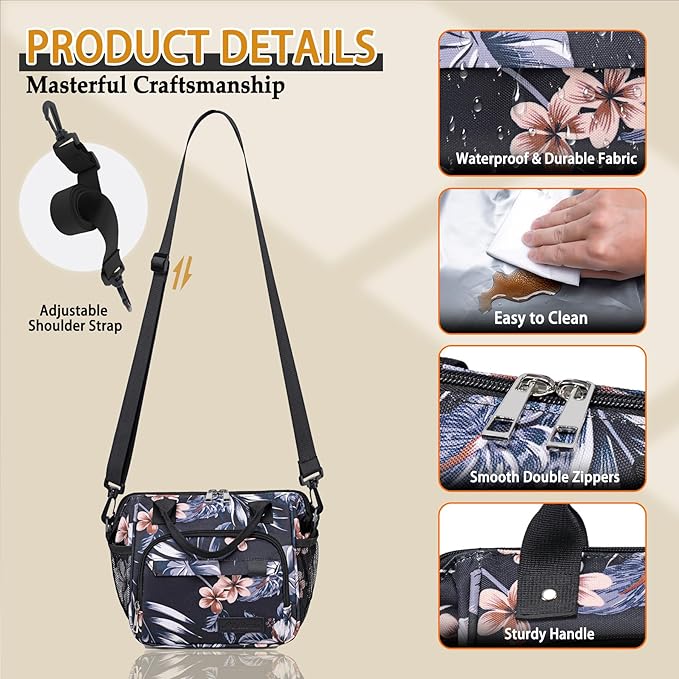 TuErCao Hibiscus Small Lunch Bag Lightweight Insulated Lunch Box for Women Work Portable Soft Cooler for Picnic Travel Road Trips, Loncheras para Mujer