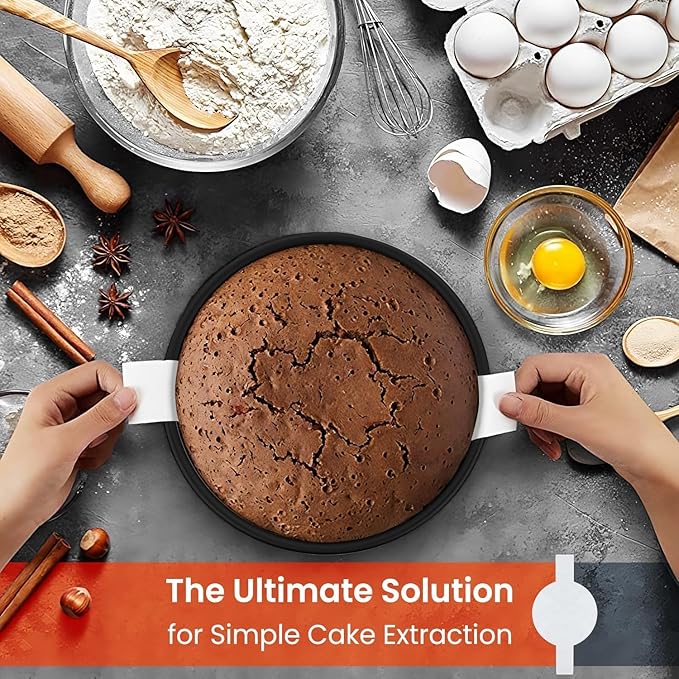 RFAQK 133PCs Round Cake Pans Sets for Baking + Cake Decorating Kit with NonStick 8 Inch Cake Pan Set of 3 -Icing Tips,Cake Leveler,Spatula, Multifunctional Cake Pan, Baking Supplies Gift & eBook