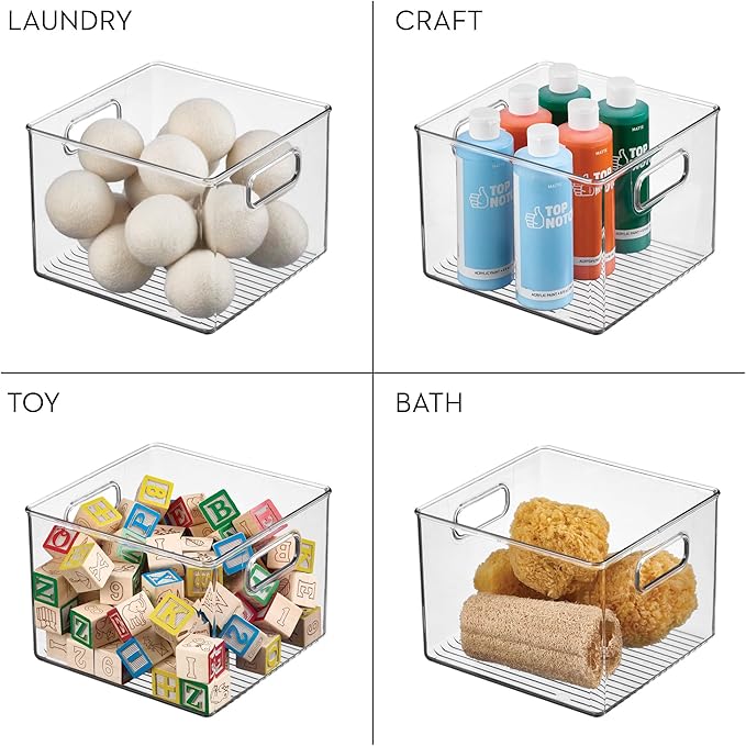 iDesign Pantry Storage Bin with Handles for Kitchen Cabinets or Fridge - Clear - Made in USA