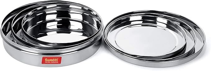 Sumeet Stainless Steel Chocolate Flat Slim N Sleek Canisters/Puri Dabba/Storage Containers Set of 3Pcs Big Set (No.10-700ML, No.11-900ML, No.12-1200ML)