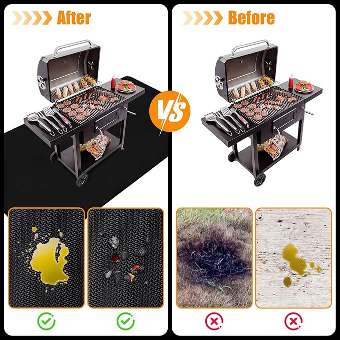 70X48 Inches Extra Large Grill Mat for Outdoor Grill - Fireproof Deck and Patio Protector, Waterproof and Oil-Proof Barbecue Grill Mat