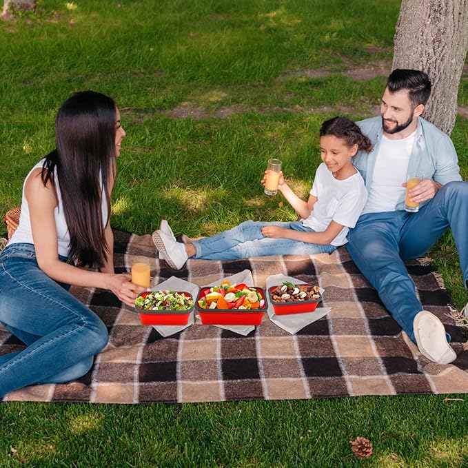 Guyuyii Collapsible Food Storage Containers - 4-Pack Silicone Food Storage Containers with Lids for Pantry - Perfect for Meal Preppers, Lunch, Picnics, Kitchen Use, and Travelers