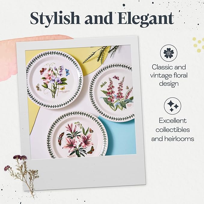 Portmeirion Botanic Garden 30-Piece Dinnerware Set - Nature-Inspired Floral Motifs - Dishwasher, Microwave, Freezer Safe Elegant Dining Plates, Bowls, Mugs - Fine Earthenware for Home Gatherings