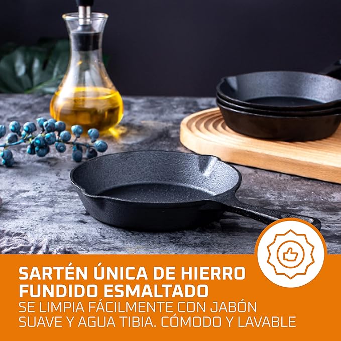 Bruntmor Cast Iron Frying Pan Set of 4-6x4 Inch Black Pre-Seasoned Skillets with Heat-Resistant Silicone - Mini Cast Iron Skillet Set for Stovetop, Oven, and Grill