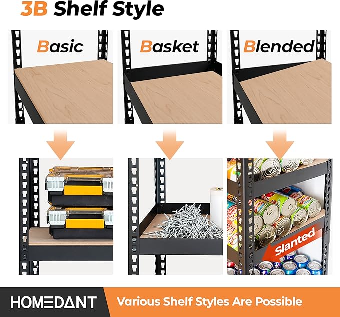 HOMEDANT 28"W x 12.3"D x 59.5"H 5-tier Boltless Metal Shelving Unit Adjustable Garage Storage Utility Rack Heavy Duty Shelves Organization Multipurpose Shelf Warehouse Kitchen Living Room pantry 4Pack
