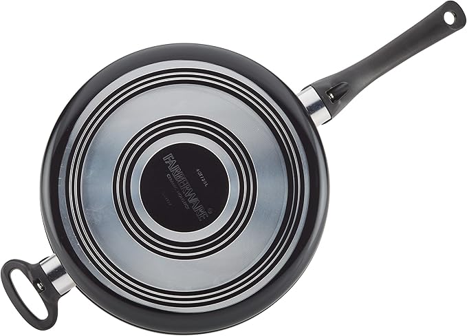 Farberware Glide Ceramic Nonstick Saute Pan / Frying Pan / Fry Pan with Lid and Helper Handle - 4 Quart, Black