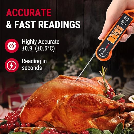 ThermoPro TP19H Digital Meat Thermometer for Cooking with Ambidextrous Backlit and Motion Sensing Kitchen Cooking Food Thermometer for BBQ Grill Smoker Oil Fry Candy Instant Read Thermometer