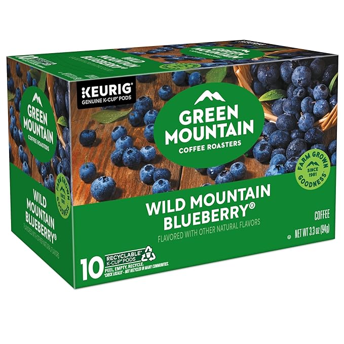 Green Mountain Coffee Roasters Wild Mountain Blueberry Keurig Single-Serve K-Cup pods, Light Roast Coffee, 60 Count (6 Packs of 10)