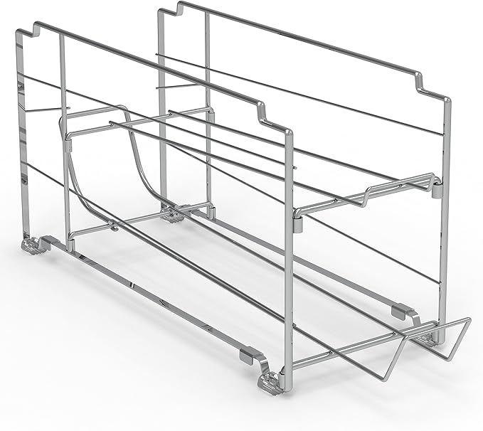Simple Houseware Stackable Front Loading Beverage Can Dispenser Rack, Chrome - 2 Pack