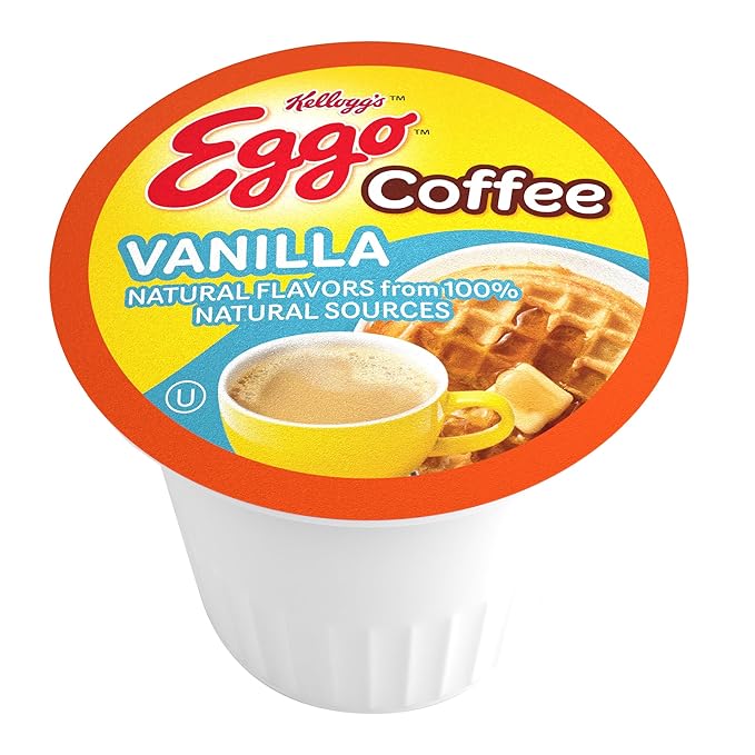 Eggo Beverages Vanilla Waffle Flavored Coffee Pods for Keurig K Cup Brewers, Fair Trade Certified, 40 Count – Smooth and Creamy Vanilla