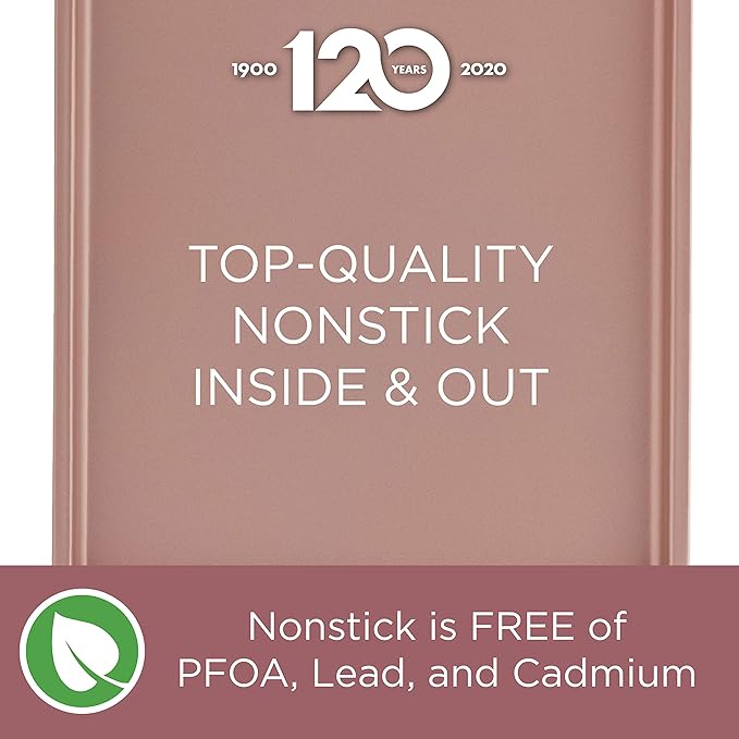 Farberware Nonstick Bakeware, Nonstick Cookie Sheet / Baking Sheet - 11 Inch x 17 Inch, Rose Gold Red