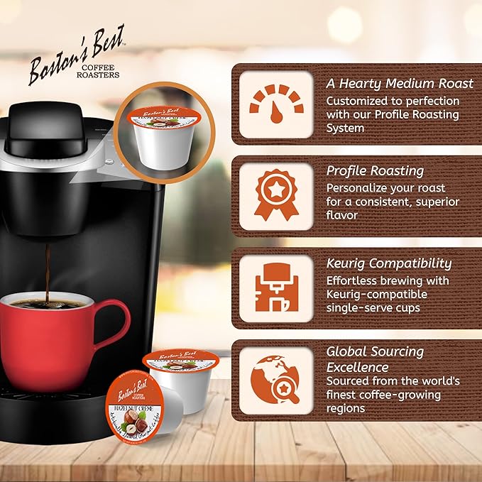 Boston’s Best - Hazelnut Creme Flavored, Delicious Gourmet Coffee Compatible with Keurig® Coffee Maker, 1 Count (42 Single Serve Cups)