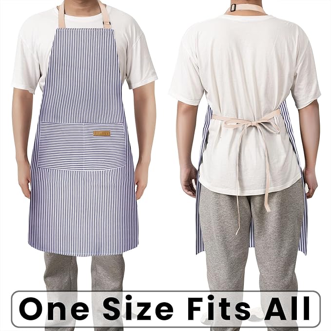 2 Pack Adjustable Bib Apron with 2 Pockets Chef Cooking Kitchen Restaurant Aprons for Women Men