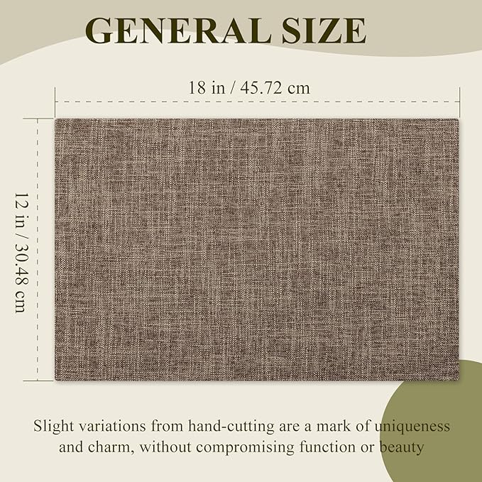 KXN Placemats Set of 4, Dual-Layer Thickened Faux Linen Table Mats, Heat Resistant & Wrinkle-Free, Machine Washable Cloth Place Mats for Kitchen Dining Indoor Outdoor (Burlap)