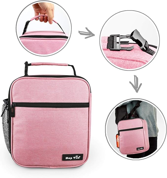 Hap Tim lunchbox for Adult, Insulated Lunch Bag for Women, Reusable Lunch Box, Spacious Lunchbag, Pink (18654-PK)