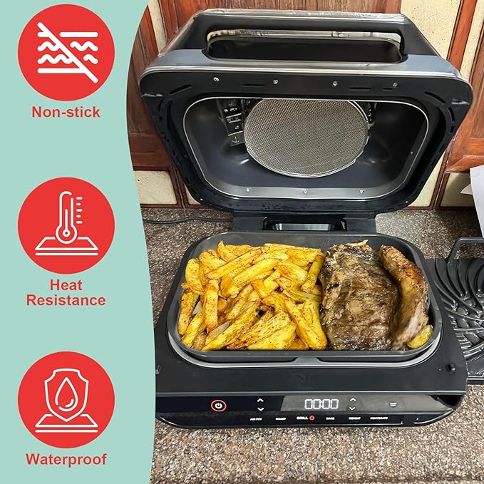 FG551 Griddle Pan & Roast Rack for Ninja FG551/DG551 Smart XL 6-in-1 Indoor Grill Accessories, Non-Stick Grill Plate & Stainless Steel Grill Steamer Rack for Ninja Foodi XL Air Fryer Accessories