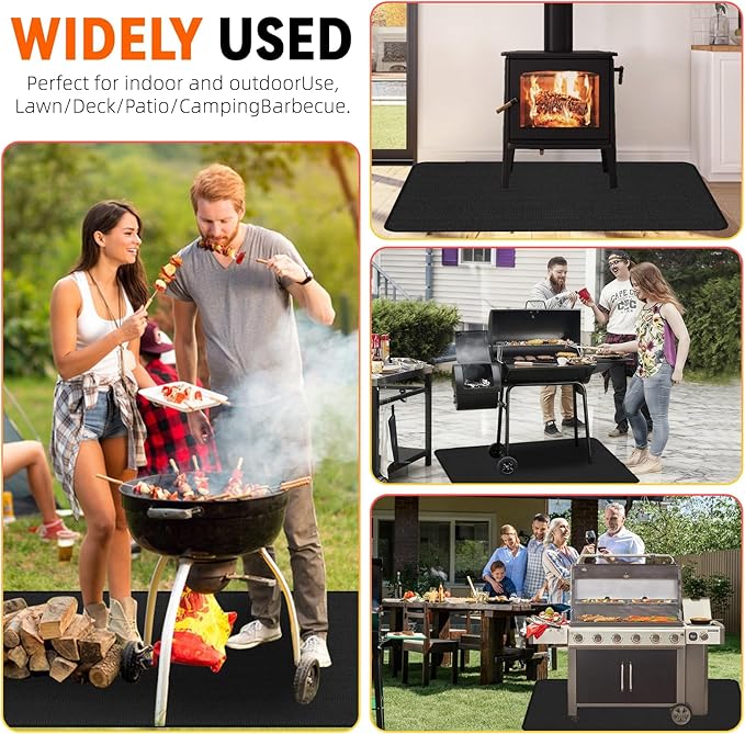 48x30 inch Under Grill Mats for Outdoor Grill Double-Sided Fireproof Mat for Under Fire Pit Mat The Perfect Grill Matt for Outdoor Grill Deck Protector and BBQ Matt for Under Grill Mat for Deck