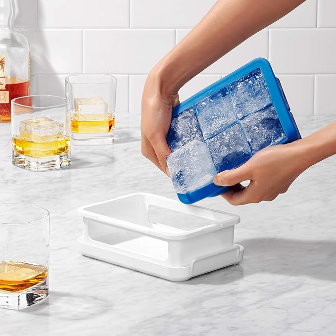 OXO Good Grips Covered Ice Cube Tray (Large Cube), Dark Blue