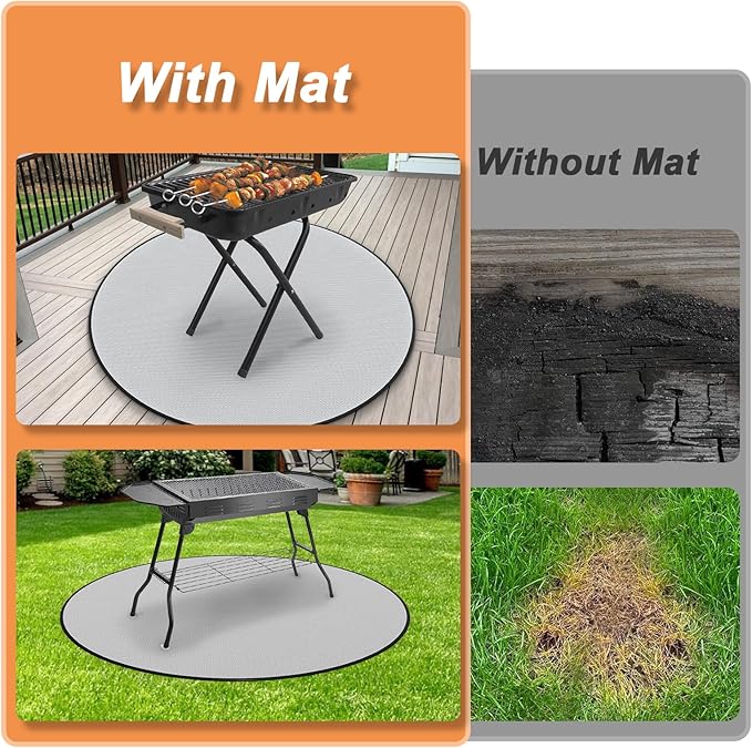 24" Fire Pit Mat for Solo Stove Bonfire, Round 4-Layer Fireproof Mat, Under Grill Mats for Outdoor Grill, Waterproof BBQ Mat for Deck Patio Grass Protector, Heat Resistant Reusable Camping Stove Mats
