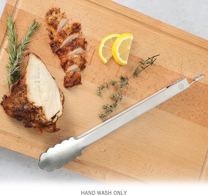 Martha Stewart Richburn 12-Inch Stainless Steel Kitchen Tongs – Durable, Heat-Resistant Cooking and Serving Tool