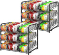 Can Organizer for Pantry Stackable 2 Pack, Can Storage Organizer Rack Stacking Can Dispensers Small Space Holds up to 36 Cans for Pantry, Kitchen, Cabinet Black
