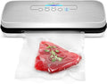 NutriChef Vacuum Sealer Machine – Compact Silver Vacuum Sealing System with Dry & Moist Modes, LED Indicators, Starter Kit & Extra Bags – Ideal for Food Preservation, Meal Prep & Sous Vide Cooking