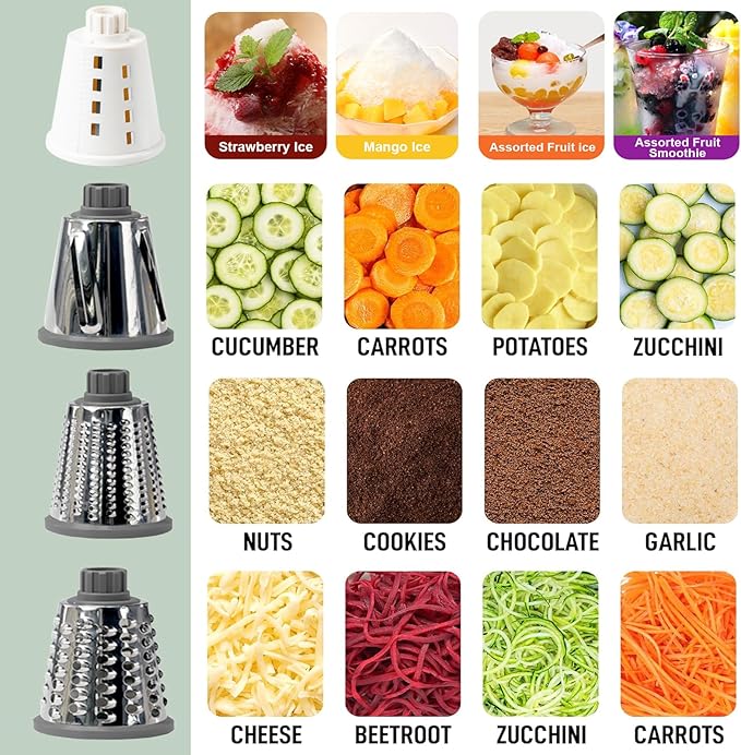 Cheese Grater,Rotary Cheese Grater with Handle, Multifunctional Rotary Cheese Shredder Effortlessly Grates Cheese, Vegetables, and Fruits (Gray)