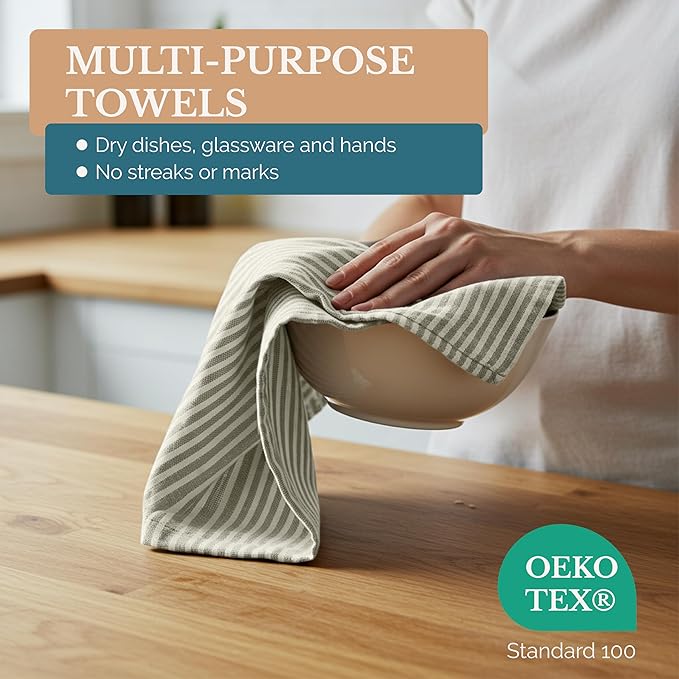 Casa Platino Hand Towels for Kitchen Set of 6 – 100% Cotton 18"x28" Kitchen Towels, Super Absorbent – Crafted for Farmhouse Charm, Drying Dishes, Or Entertaining Guests – Slate Grey