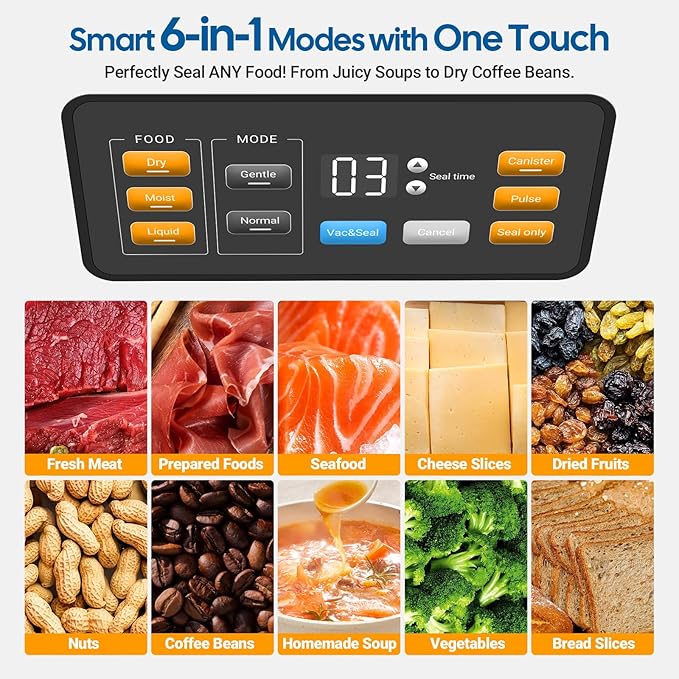 INKBIRD Vacuum Sealer Machine with 160W Double Pump, Full Automoatic Pro Vacuum Sealer for Food Preservation with Liquid/Moist/Dry Food, Food Sealer with Removable Drip Tray, Roll Storage and Cutter