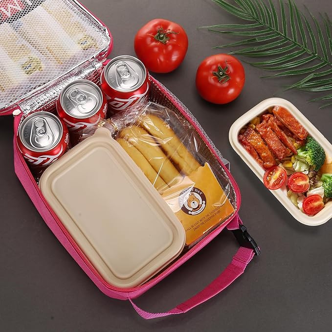 Lunch box Lunch bag for men women Insulated Lunchbox Lunch bags for Work Picnic Travel(Rose red)