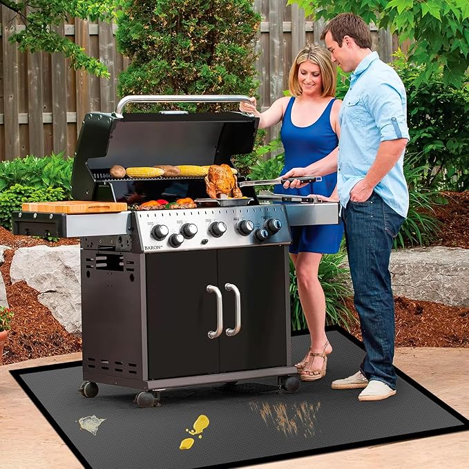 60 ×40 inches Under Grill Mats for Outdoor Grill/ Double-Sided Fire Pit Mat Fireplace Mat, Fireproof Deck and Patio Protector Mat, BBQ Mat for Under BBQ Waterproof Oil-Proof Grill Floor Pads Grill Mat