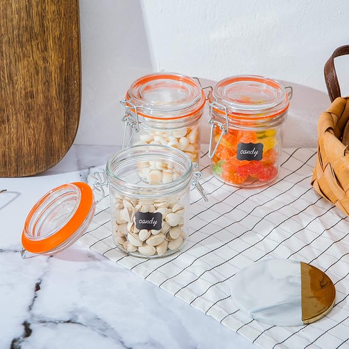 Encheng Glass Jars With Airtight Lids, Mason Jars 8 oz,Glass Jar With Leak Proof Rubber Gasket 250ml,Storage Jars With Hinged Lid for Home and Kitchen,12 Pack