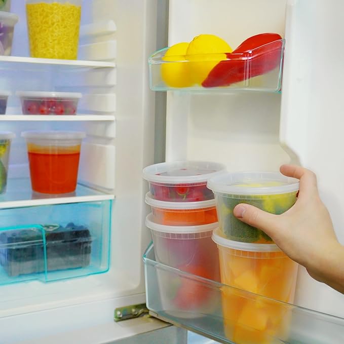 TashiBox 24 Sets 32 oz Plastic Deli Containers with Lids - Clear Airtight Food Storage & Meal Prep Containers, BPA Free, Stackable, Leakproof, Microwave & Freezer Safe