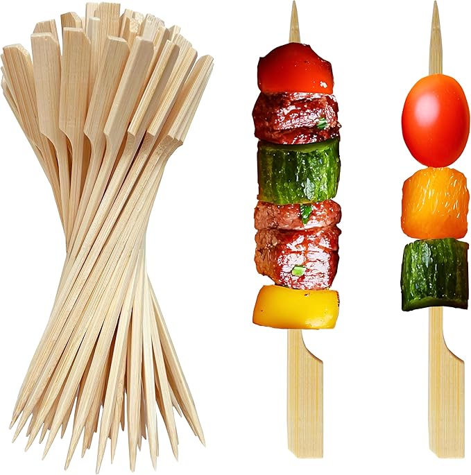 4.7 Inch Flat Toothpicks Wood Skewers for Appetizers 200 PCS Mini Skewers for Finger Food Picks, Bamboo Sticks for Fruit (4.7 Inch)