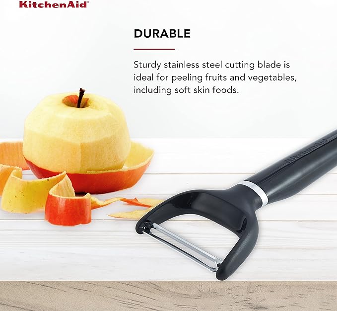 KitchenAid Y Peeler with Ergonomic Handle and Single Edge Blade – Dishwasher Safe with Protective Cover