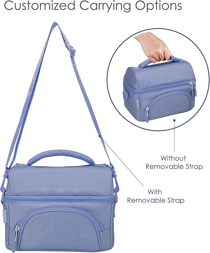 Bentgo® Deluxe Lunch Bag - Durable and Insulated Lunch Tote with Zippered Outer Pocket, Internal Mesh Pocket, Padded & Adjustable Straps, & 2-Way Zippers - Fits Most Lunch Boxes (Slate)