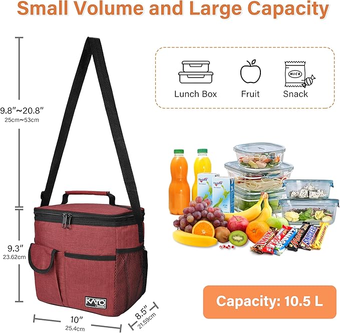 Tirrinia Insulated Large Lunch Bag for Women Men, Leakproof Lunch Box Containers for Adults, Work, School, Soft Lunchbox for Kids, Boys, Adult Cooler Bag for Picnic, Hiking,Beach