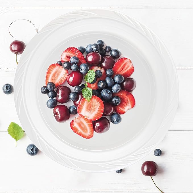 PLASTICPRO 400 Count Disposable 10 Inch White Plastic Dinner Plates Extra Large