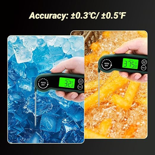 INKBIRD 0.5 Seconds Instant Read Meat Thermometer for Cooking RHT-11K, ±0.5℉ Accuracy Digital Food Thermometer with 1.42inch Large Screen, Waterproof Kitchen Thermometer for Candy, Grill, BBQ, Brewing