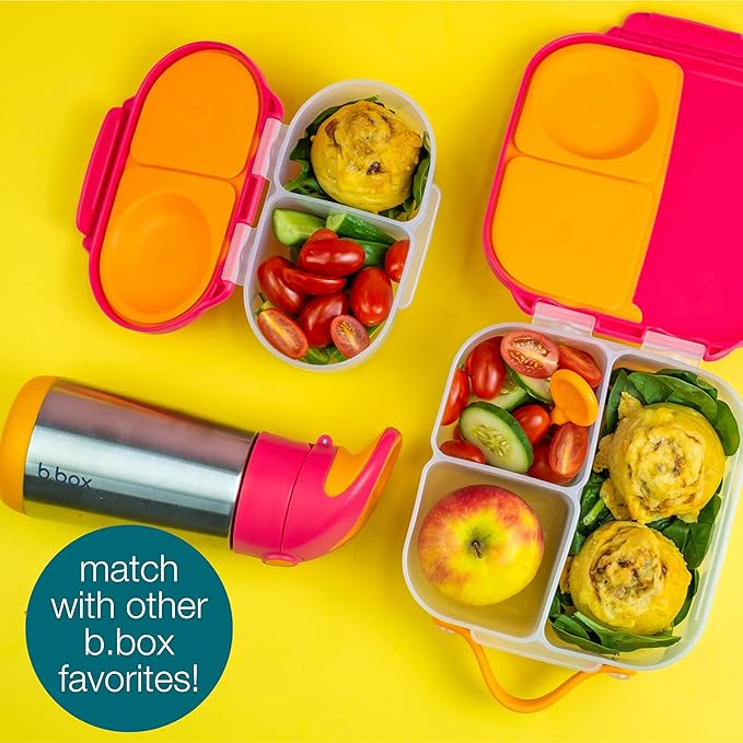 b.box Mini Lunch Box, Bento Box for Kids, Snack Container with 2 Leak Proof Compartments, Reusable Snack Containers with Lids, Kids Lunch Boxes Ages 3+, BPA Free, 4 1/4 Cup Capacity (Blue Slate)