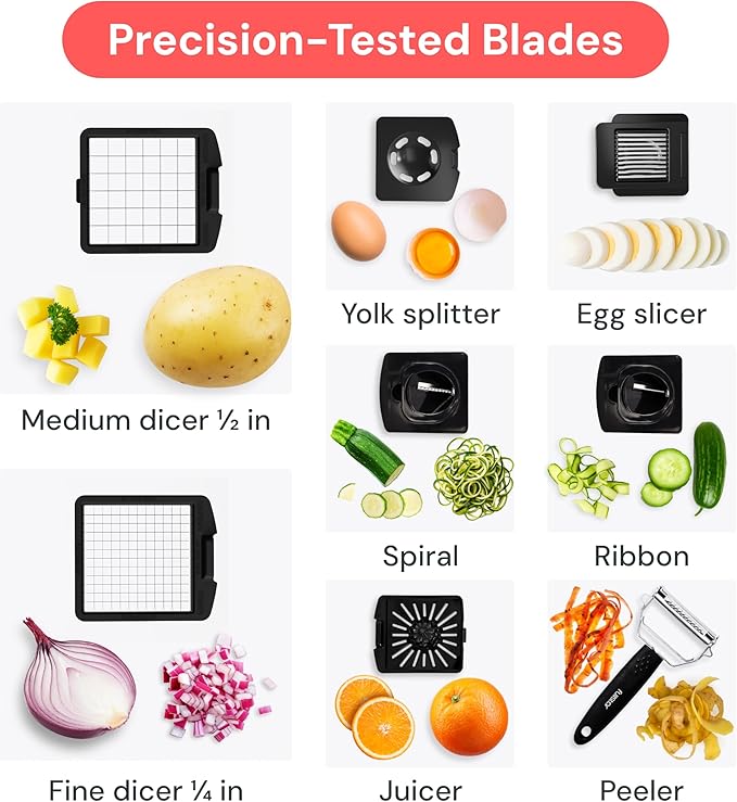 Fullstar Vegetable Chopper and Spiralizer - Food Chopper with Container, Fruit Slicer, Kitchen Gadgets & Accessories, Home Essentials (9 in 1, Black)