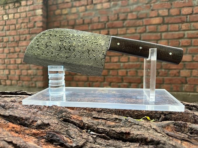 PAL 2000 KNIVES Acrylic Knife Display Stand Fixed Blade Knife Collection Display Stand Holder for Single Knife Rustic Cabin Home Decor (Clear Base) 3143