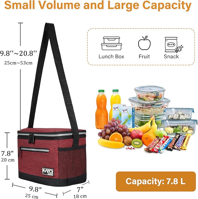 Tirrinia Insulated Lunch Box for Men/Women, Leakproof Lunch Bag for School Work, Large Lunch Tote Kids Boys Girls Student Back to School, Soft Cooler Office Picnic Beach Camping for Adults,Red