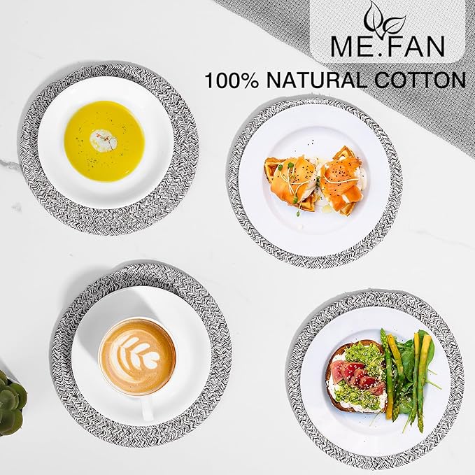 ME.FAN 7 Inch Trivets/Potholders 4 Set Cotton Thread Weave Trivets for Pots and Pans - Large Coasters/Hot Pads to Protect Desktop & Countertop - Mix Deep Coffee