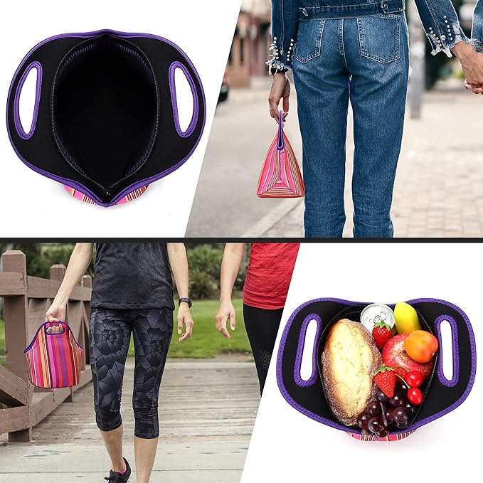 Neoprene Lunch Bag for Women Insulated Lunch Tote Bags Washable Lunch Container Box for Work Picnic Lightweight Meal Prep Bags for Men
