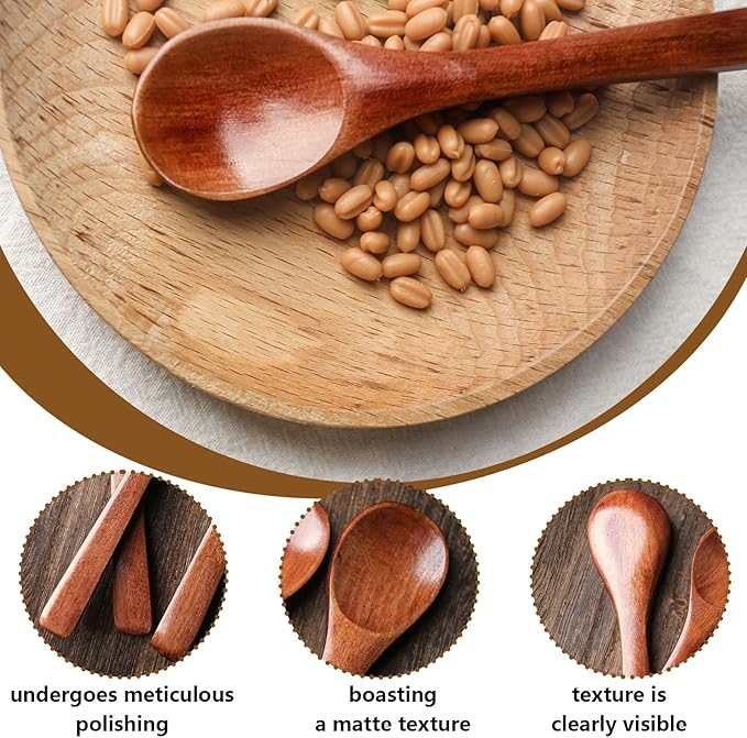 HANSGO 12PCS Small Wooden Spoons, 5 Inches Honey Spoon for Tea Coffee Jam Bath Sugar Salts Spices Condiment (Dark Brown)
