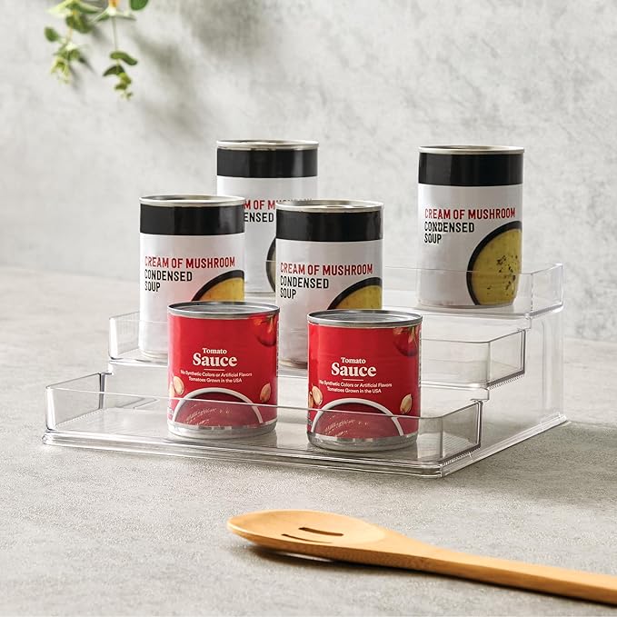 iDesign 3-Tier Spice Rack Organizer for Cabinets, Pantry or Countertop, Set of 2, Clear, Made in USA