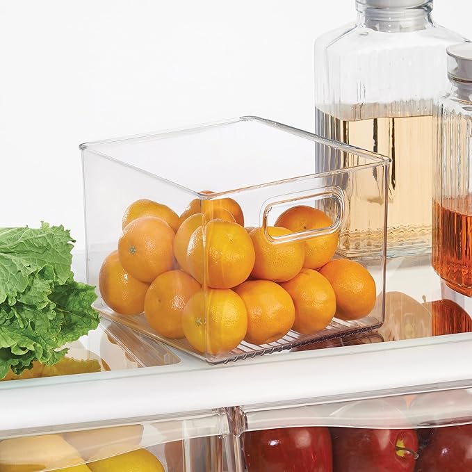 iDesign Pantry Storage Bin - Cube Organizer Bin for Cabinets or Fridge, Set of 4, Clear, Made in USA