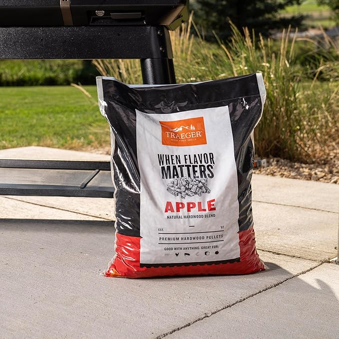 Traeger Grills Apple 100% All-Natural Wood Pellets for Smokers and Pellet Grills, BBQ, Bake, Roast, 18 lb. Bag (Pack of 3)
