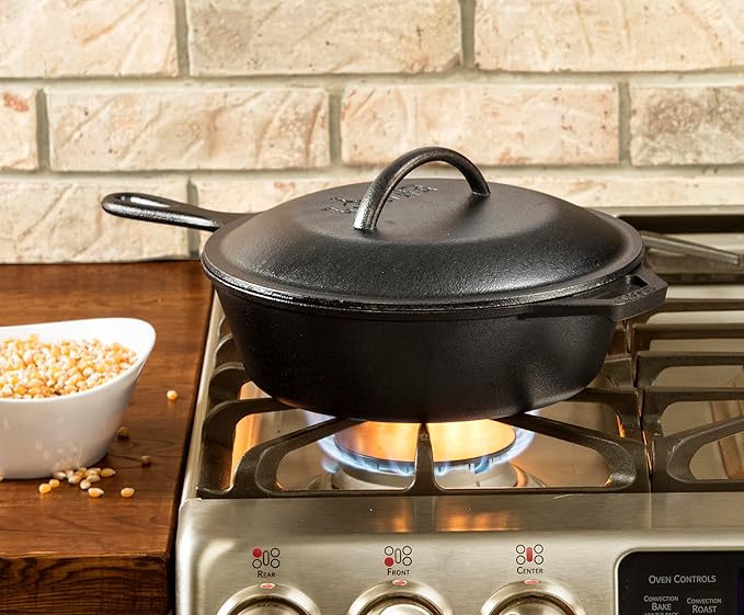 Lodge 3 Quart Pre-Seasoned Cast Iron Deep Skillet with Lid
